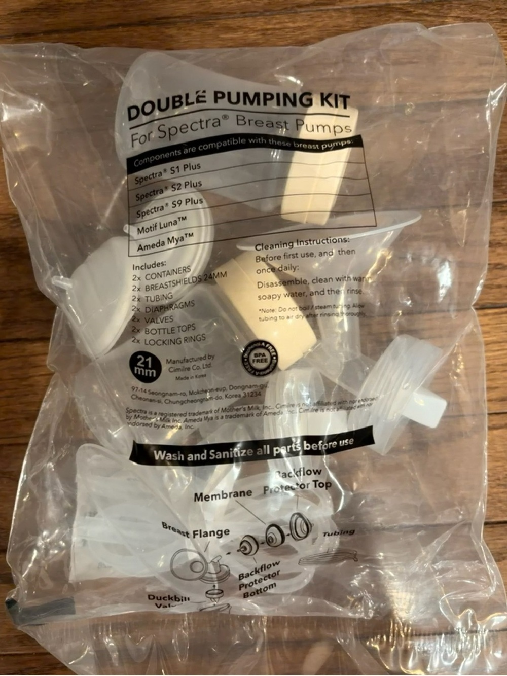 Double Pumping Kit for Spectra Breast Pumps 21mm - White - Brand New Seal in Bag